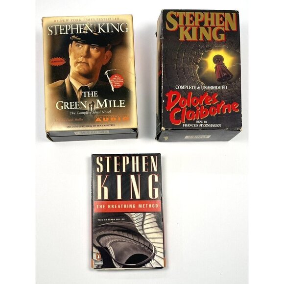Lot 3 Stephen King AUDIOBOOKS Cassette Breathing Method Green Mile Dolores